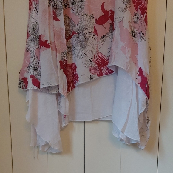 White and Cream Asymmetrical High Low Sundress for Wedding Guest - Picture 2 of 5